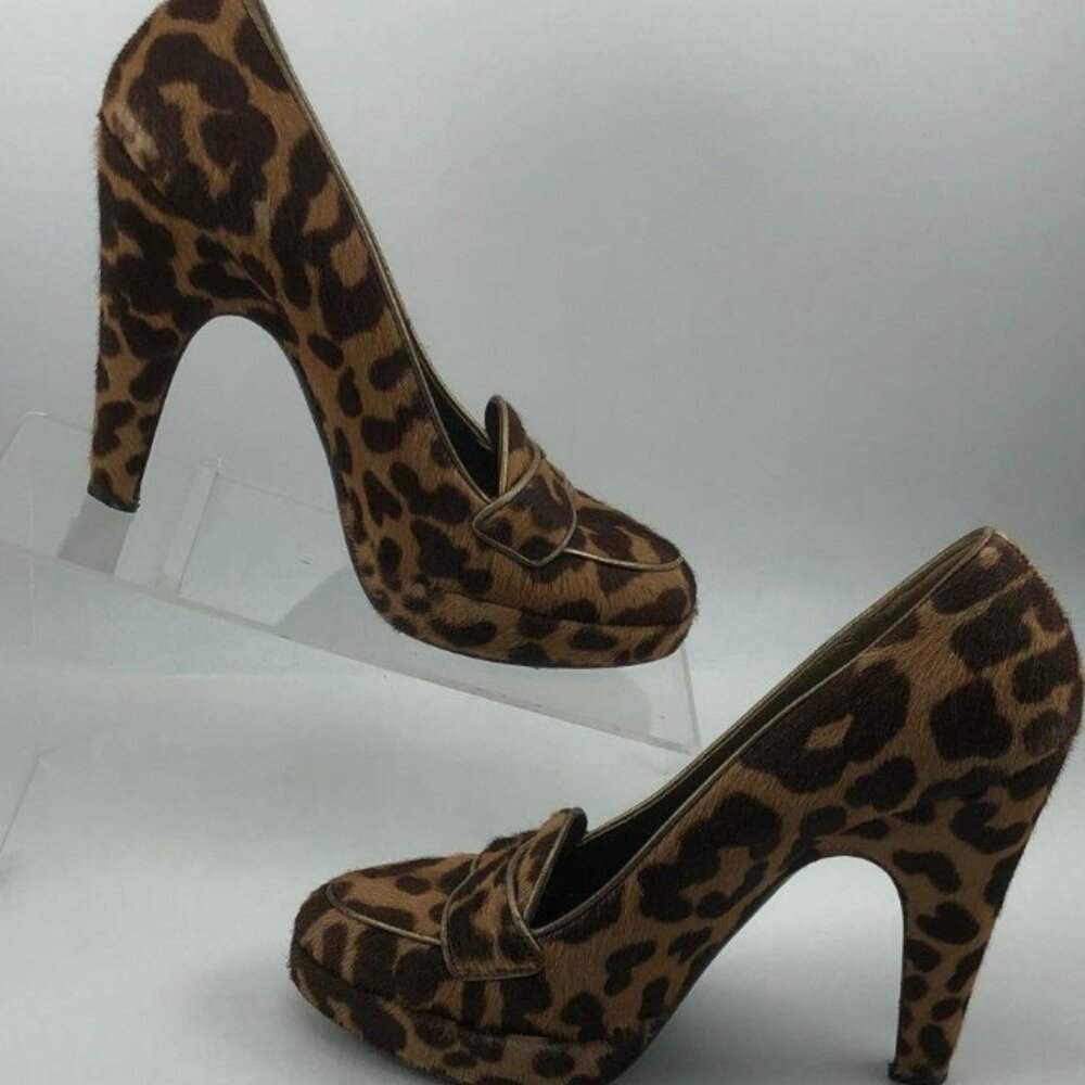 Size 36 Women's COA Prada Ponyhair Heels leopard print High Heel Size 36